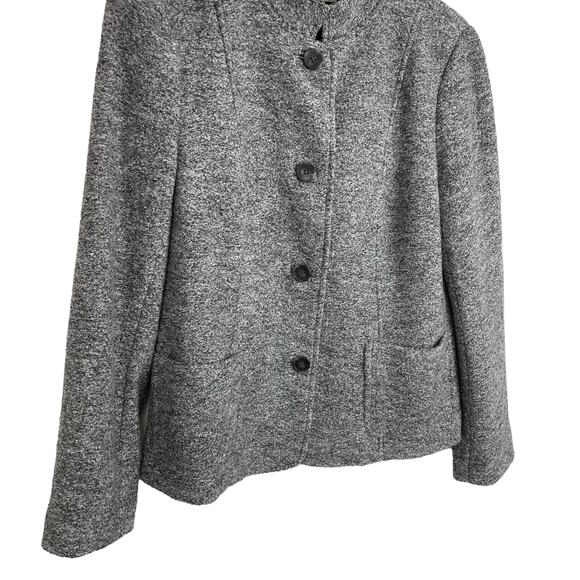 Talbots Button Front Wool Blend Jacket Gray Womens 12 Petite - Picture 2 of 6